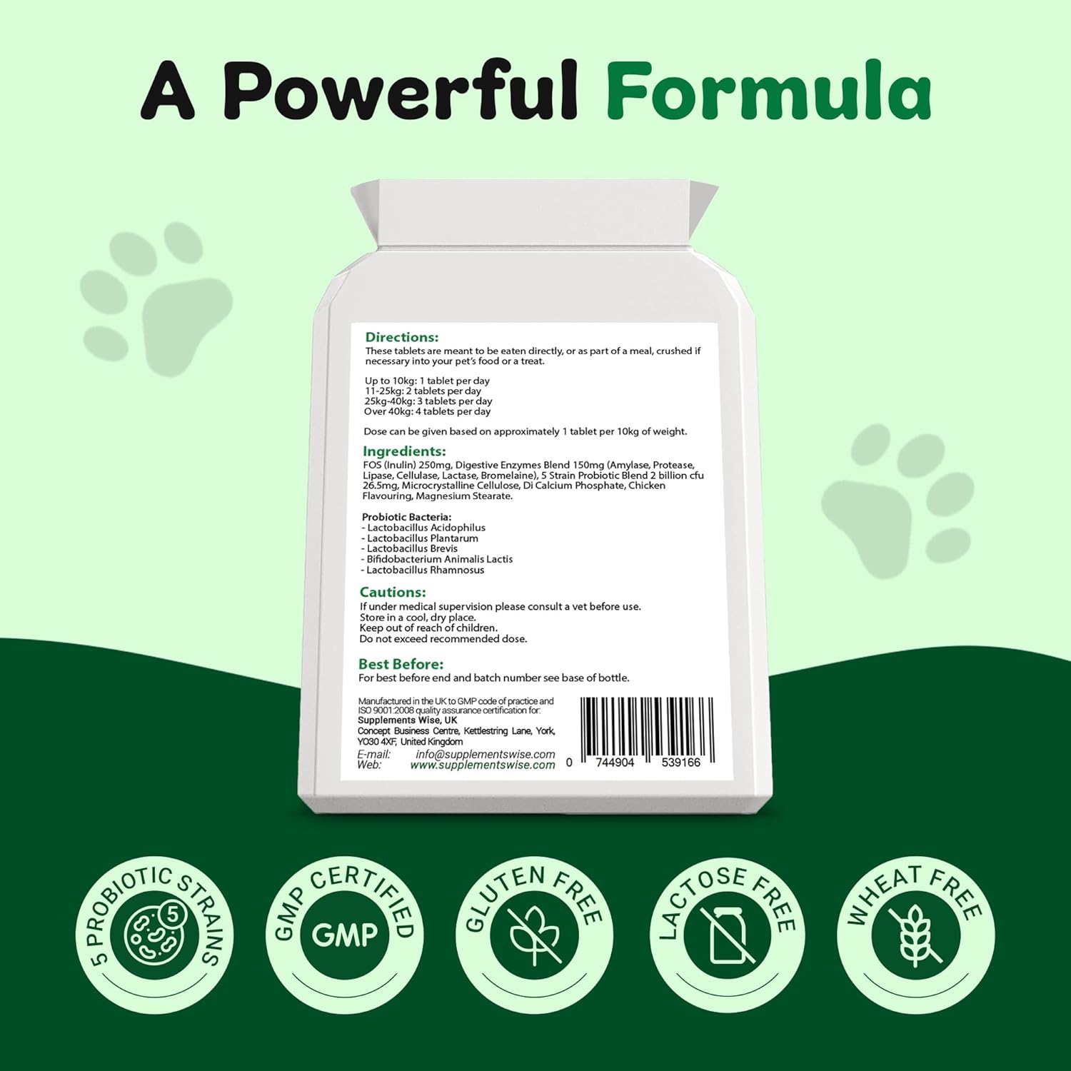 Probiotics For Dogs - Yeast Balance - Dog Probiotic for Gut Health, Diarrhea, Wind, Anal Gland - Tummy Settler - Itchy Skin - 120 Tablets with Prebiotics and Digestive Enzymes