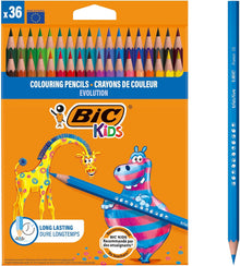 BIC Kids Evolution Coloured Pencils, Vivid Colouring Pencils, Easy to Sharpen BIC Pencils, School Supplies, 36 Pack