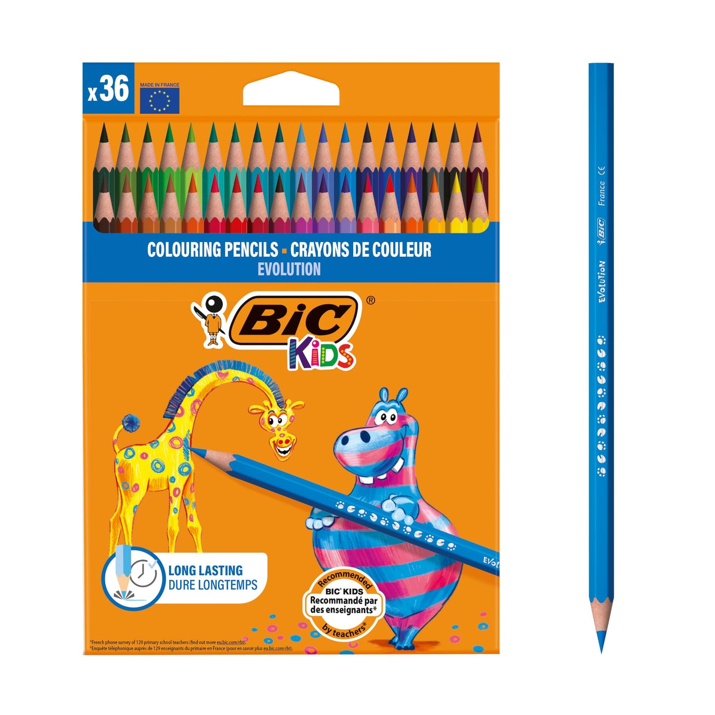 BIC Kids Evolution Coloured Pencils, Vivid Colouring Pencils, Easy to Sharpen, Extra Resistant BIC Pencils, School Supplies, 24 Pack