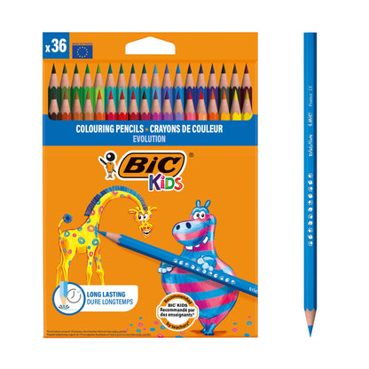 BIC Kids Evolution Coloured Pencils, Vivid Colouring Pencils, Easy to Sharpen, Extra Resistant BIC Pencils, School Supplies, 24 Pack