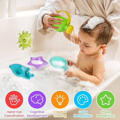 Baby Bath Toys for 1 2 3 4 Year Olds Toddler Kids - 10PCS Mould Free Water Play Swimming Pool Toys No Mould Watering Can Bath Boats Bath Cups for Boys Girls