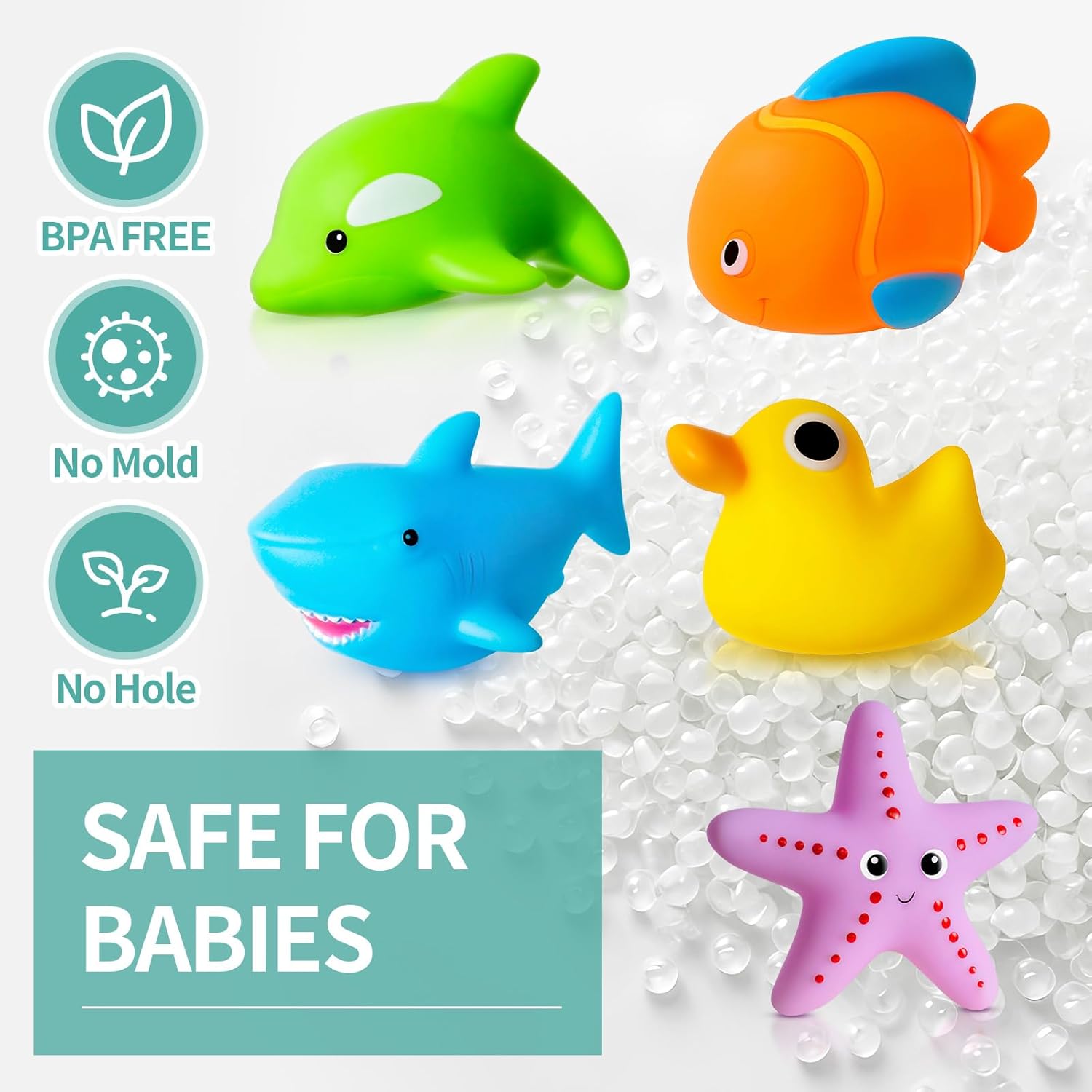 No Hole No Mould Baby Bath Toys - 9PCS Mould Free Bath Toys for 1 2 3 4 Year Olds Toddler Kids Swimming Pool Toys Sea Animals Water Toys for Boys Girls