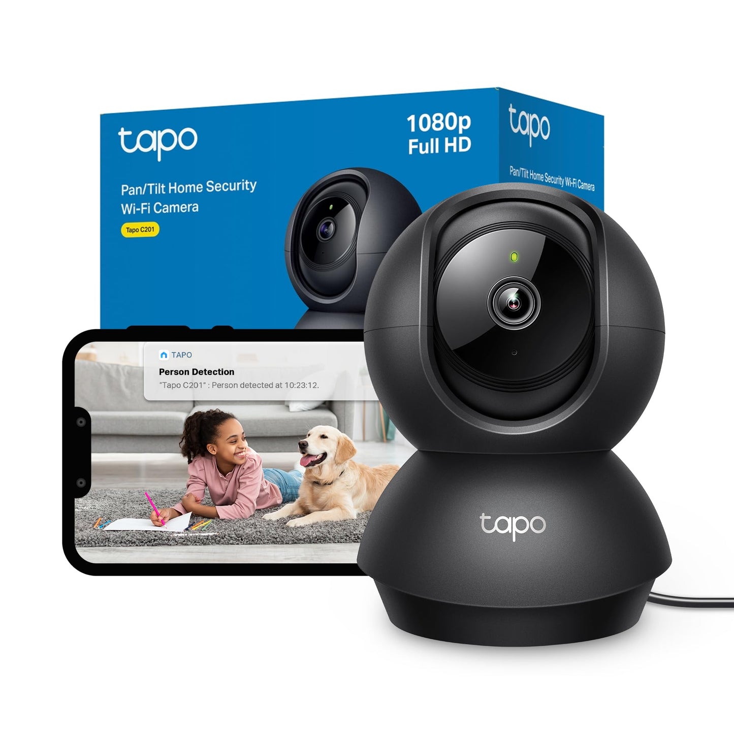Tapo TC60 Indoor Camera House Security Camera, WiFi Camera, No Monthly Fee, AI Detection, Dog Puppy Camera, Baby Camera Monitor, CCTV, 2-way Talk, Advanced Night Vision, Works with Alexa & Google
