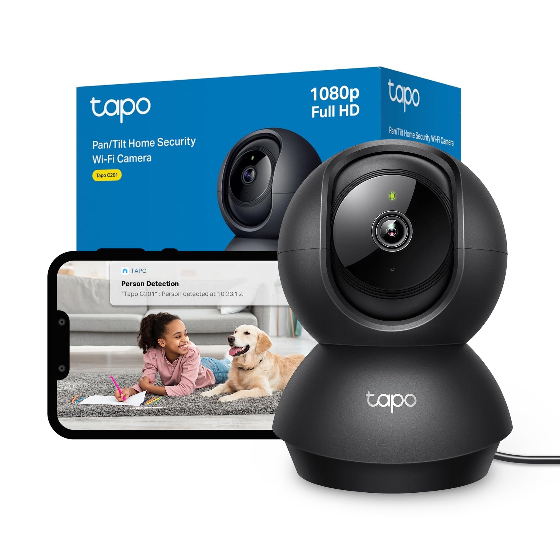 Tapo TC60 Indoor Camera House Security Camera, WiFi Camera, No Monthly Fee, AI Detection, Dog Puppy Camera, Baby Camera Monitor, CCTV, 2-way Talk, Advanced Night Vision, Works with Alexa & Google