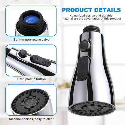 OSDUE Kitchen Tap Spray Head, 360° Swivel Spout, FM22 M24 Kitchen Sink Tap, Tap Faucet Attachment Spray with 3 Modes, Replacement Tap Bubbler Head Aerator,Tap Adapter Accessories,G1/2