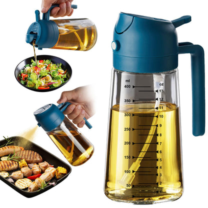 TrendPlain 16oz Olive Oil Spray Bottle - 2 in 1 Olive Oil Dispenser Bottle for Kitchen Accessories - Kitchen Gadgets, For Air Fryer (Black)