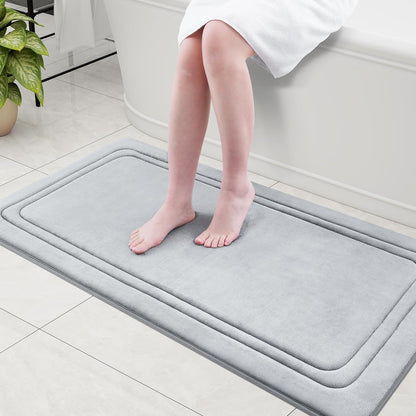 smiry Memory Foam Bath Mat - 40 x 60cm, Non-Slip, Super Absorbent, Comfortable - Machine-Washable Floor Rug, Dark Grey
