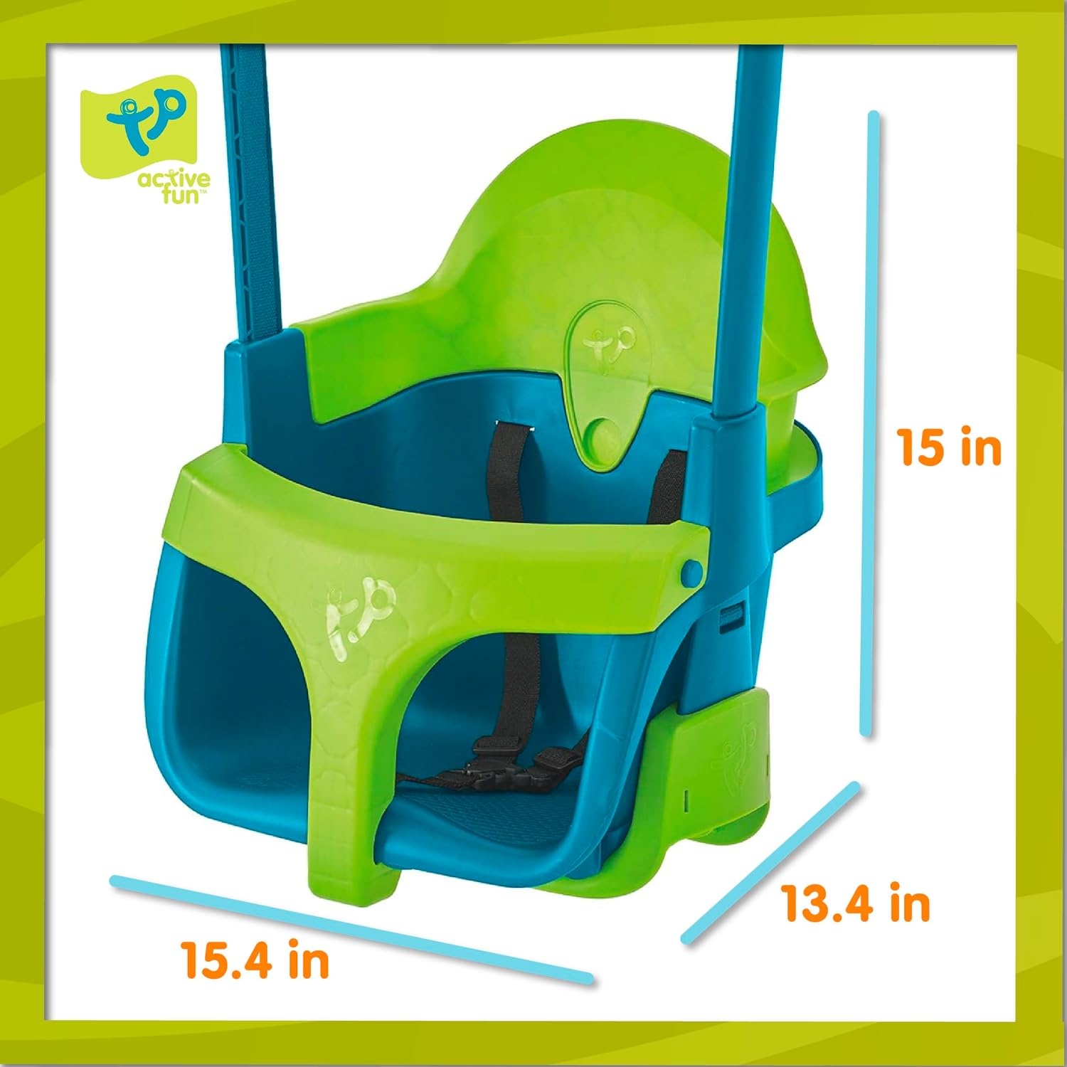 TP Toys, 4-in-1 Ajustable Swing Seat, Premium Outdoor Playground Swing Seat with Adjustable Ropes and Safety Strap, Weather-Resistant, ideal for Gardens and Playgrounds, 6 months - 8 years