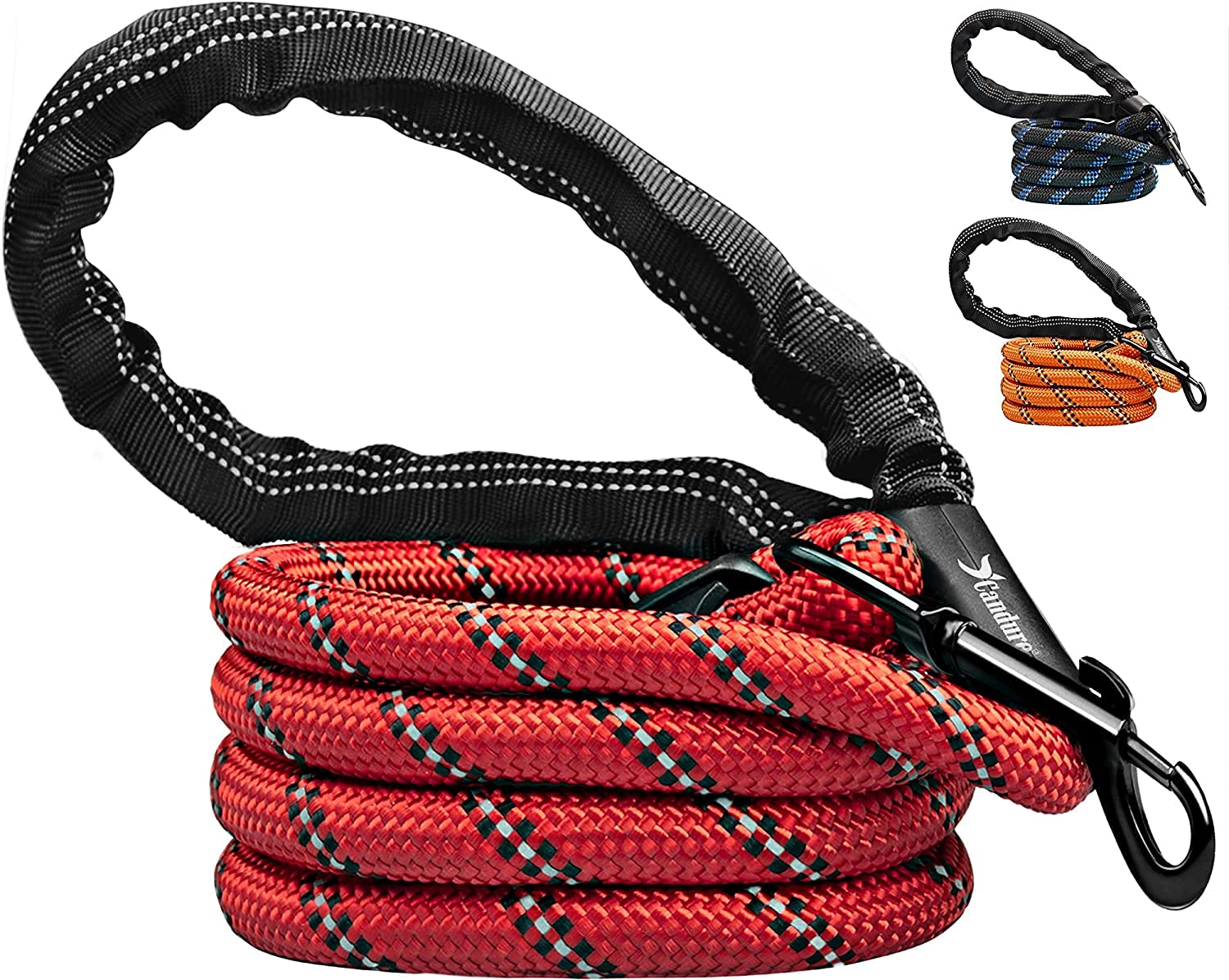 Candure Dog Lead with Soft Padded and Anti Slip Comfortable Rope Handle, 5 FT Strong Dog Leads, Highly Reflective Dog Leash for Puppy, Medium and Large Dogs