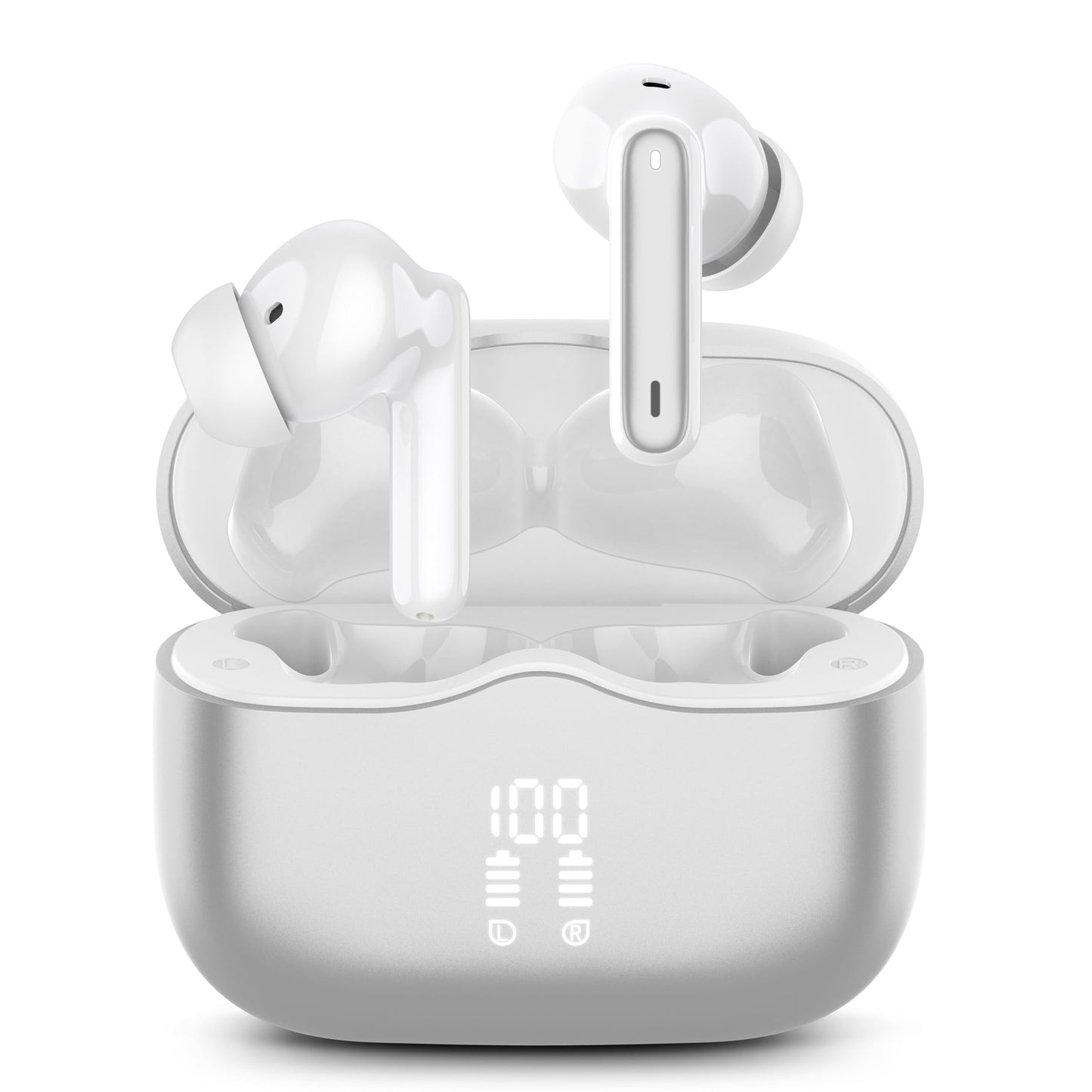 Wireless Earbuds, Bluetooth 5.3 Headphones in Ear with HiFi Stereo Deep Bass, 4 ENC Noise Cancelling Mic Wireless Earphones 40H Playtime, Bluetooth Earbuds Dual LED Display, IP7 Waterproof, Blue