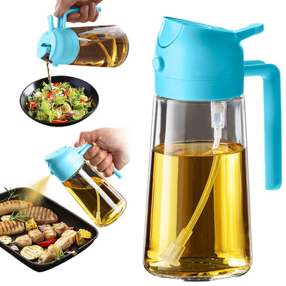 TrendPlain 16oz Olive Oil Spray Bottle - 2 in 1 Olive Oil Dispenser Bottle for Kitchen Accessories - Kitchen Gadgets, For Air Fryer (Black)