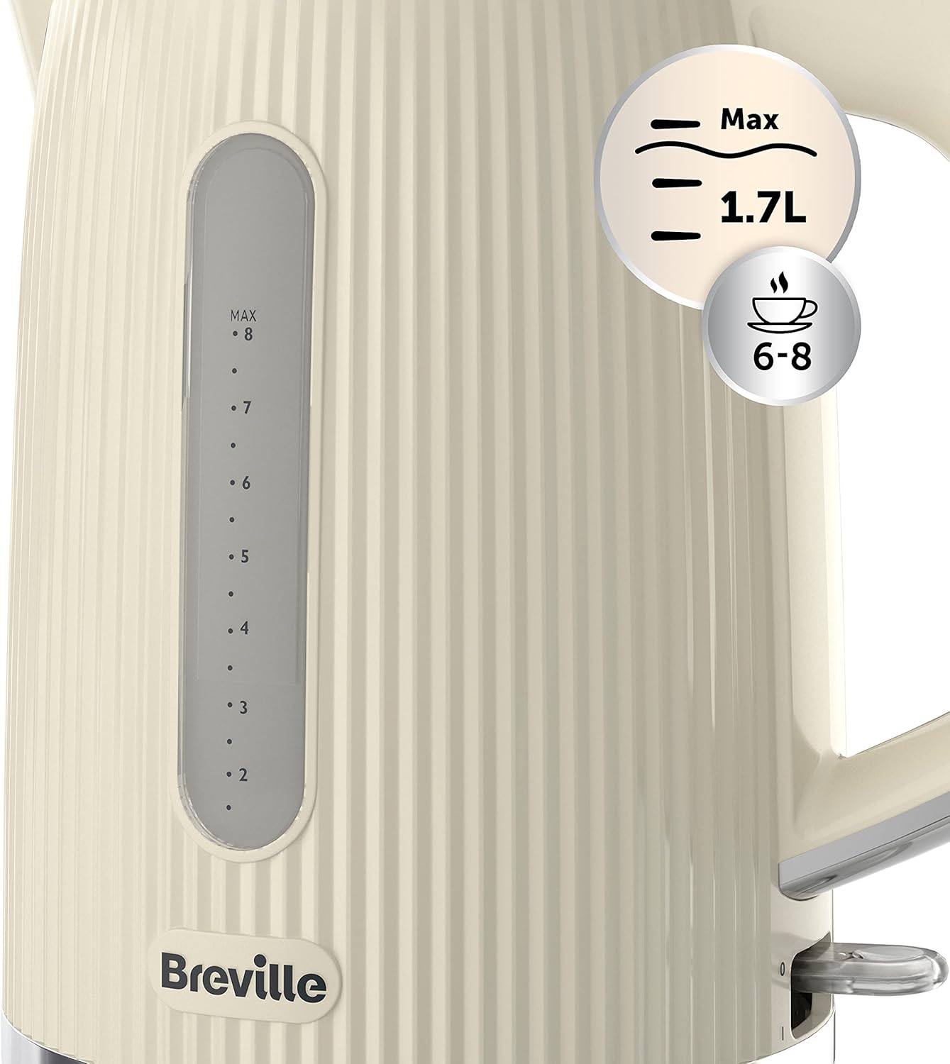 Breville Bold Vanilla Cream Electric Kettle | 1.7L | 3kW Fast Boil | Cream & Silver Chrome [VKT223]