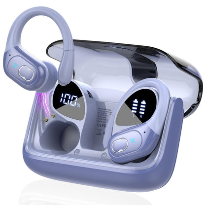 Wireless Earbuds, 75H Bluetooth 5.4 Headphones Sport with 4 ENC Noise Cancelling Mic, HiFi Stereo Wireless Earphones with Earhooks, IP7 Waterproof Ear Buds for Sport/Running/Gym, Black