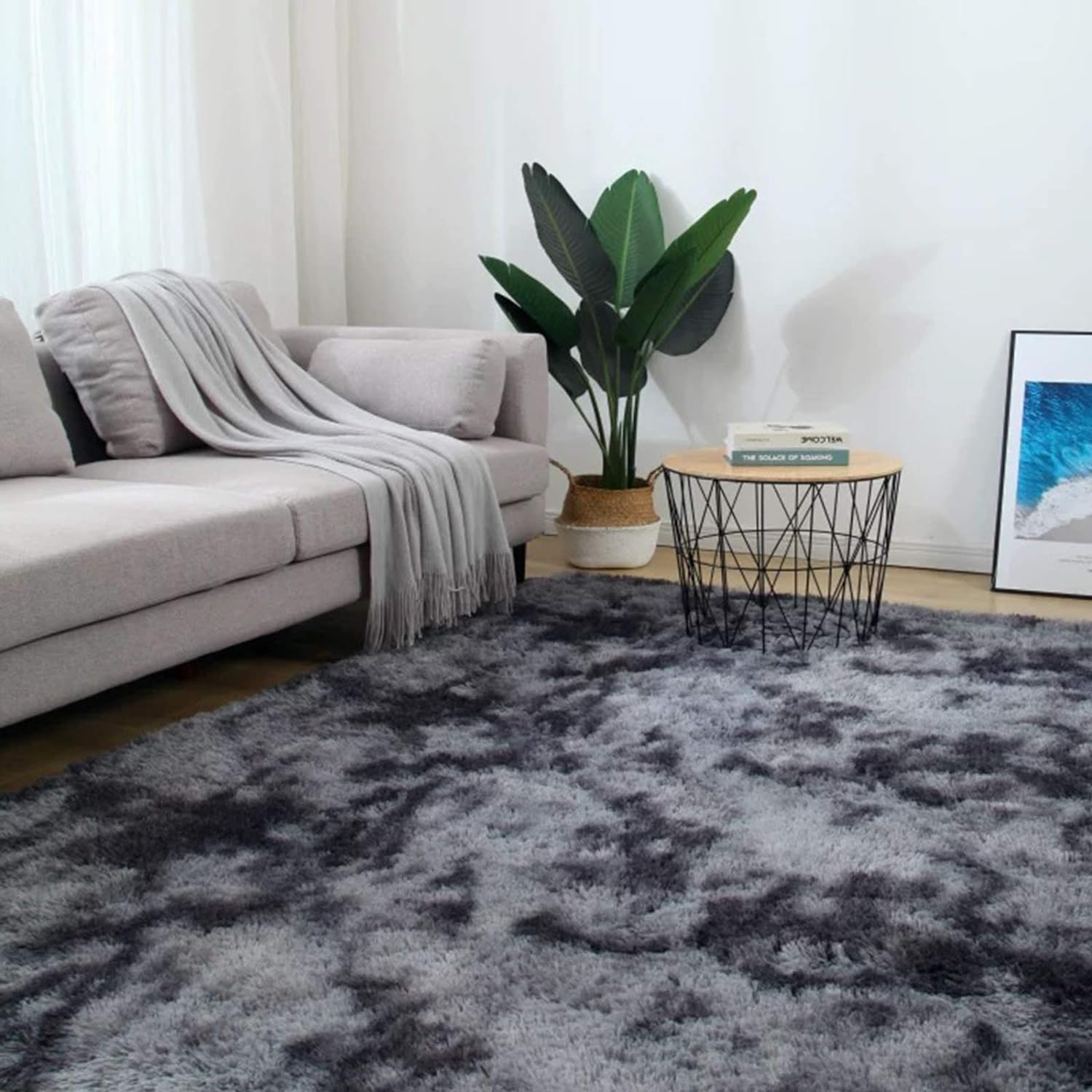 Rugs Living Room Large Rugs Bedroom Anti Skid Rug Shaggy Soft Rug for Living Room Bedroom Play Area Kids Room Luxury Decorative (Dark Grey, 180x270cm)