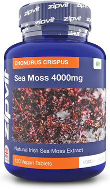 Zipvit Irish Sea Moss 4000mg, 120 Vegan Tablets, High Strength Superfood, Naturally Rich in Minerals, 2 Month Supply, Responsibly Sourced Seaweed