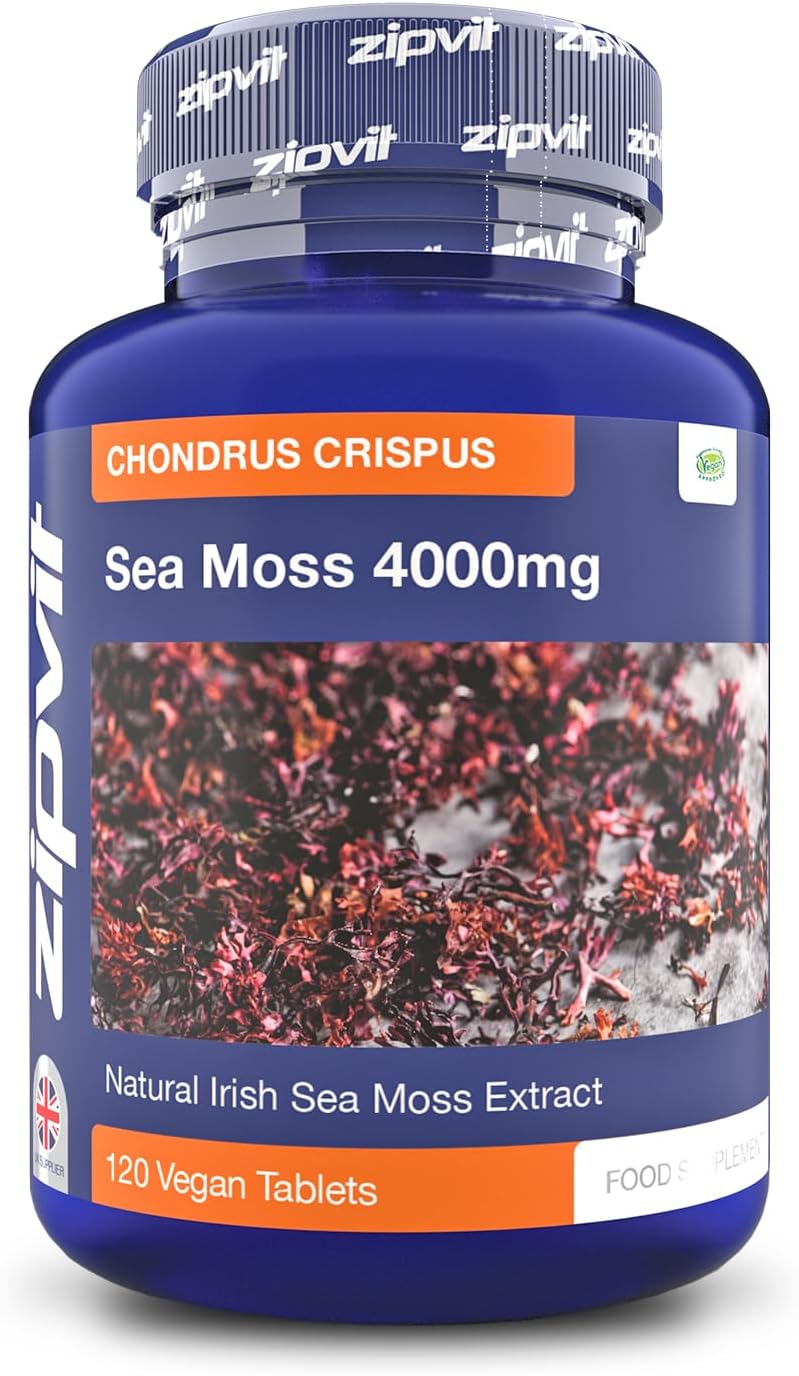 Zipvit Irish Sea Moss 4000mg, 120 Vegan Tablets, High Strength Superfood, Naturally Rich in Minerals, 2 Month Supply, Responsibly Sourced Seaweed