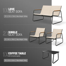KEPLIN Mesh 4 Piece Garden Furniture Set, Modern Outdoor Patio Set with Easy Assembly, Comfortable & Durable Outdoor Furniture, Ideal Conversation Set for Gardens, Balconies, Poolside, Black