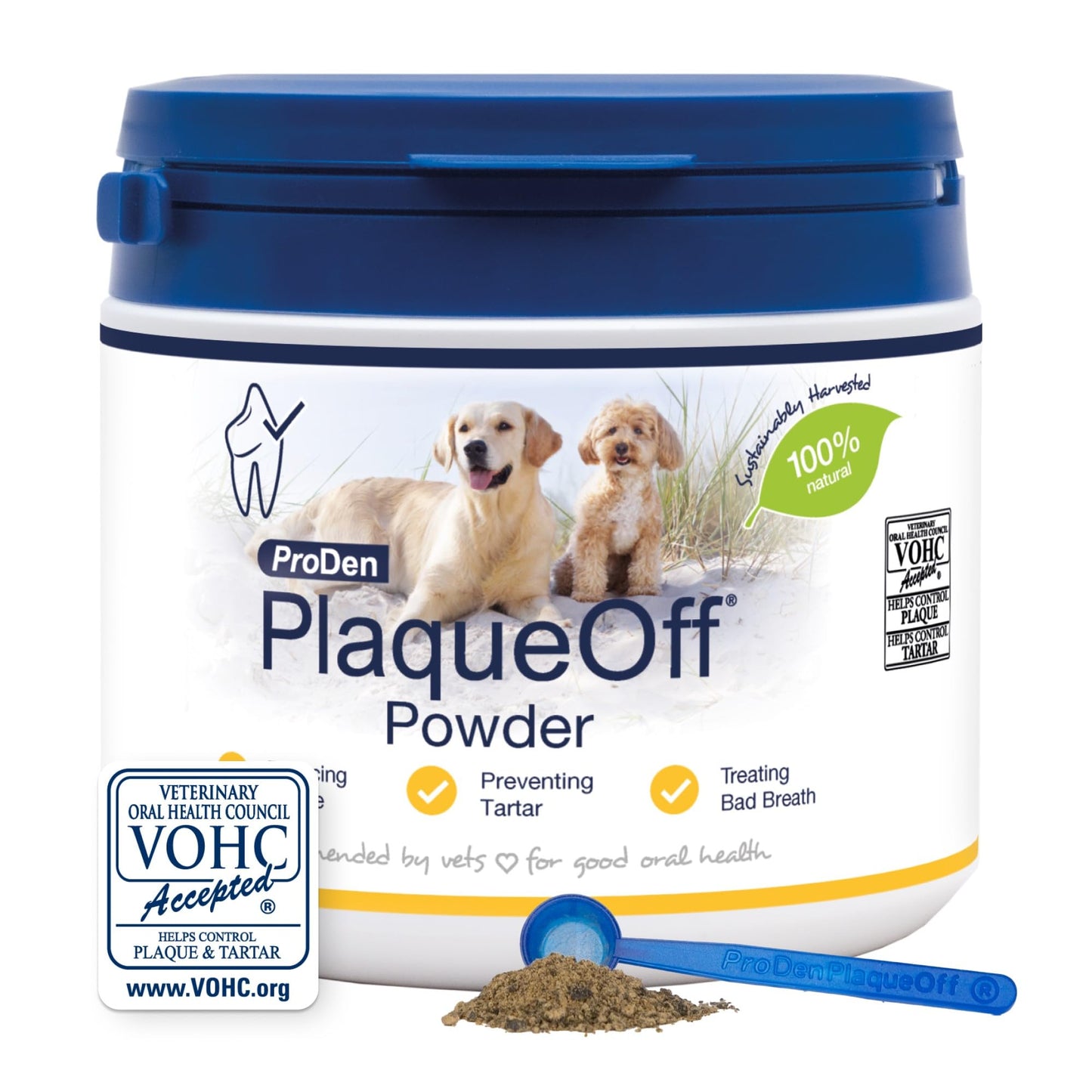 Powder for Dogs & Cats, Tartar & Bad Breath Remover 100% Natural Teeth Cleaner and Plaque Remover 60 g
