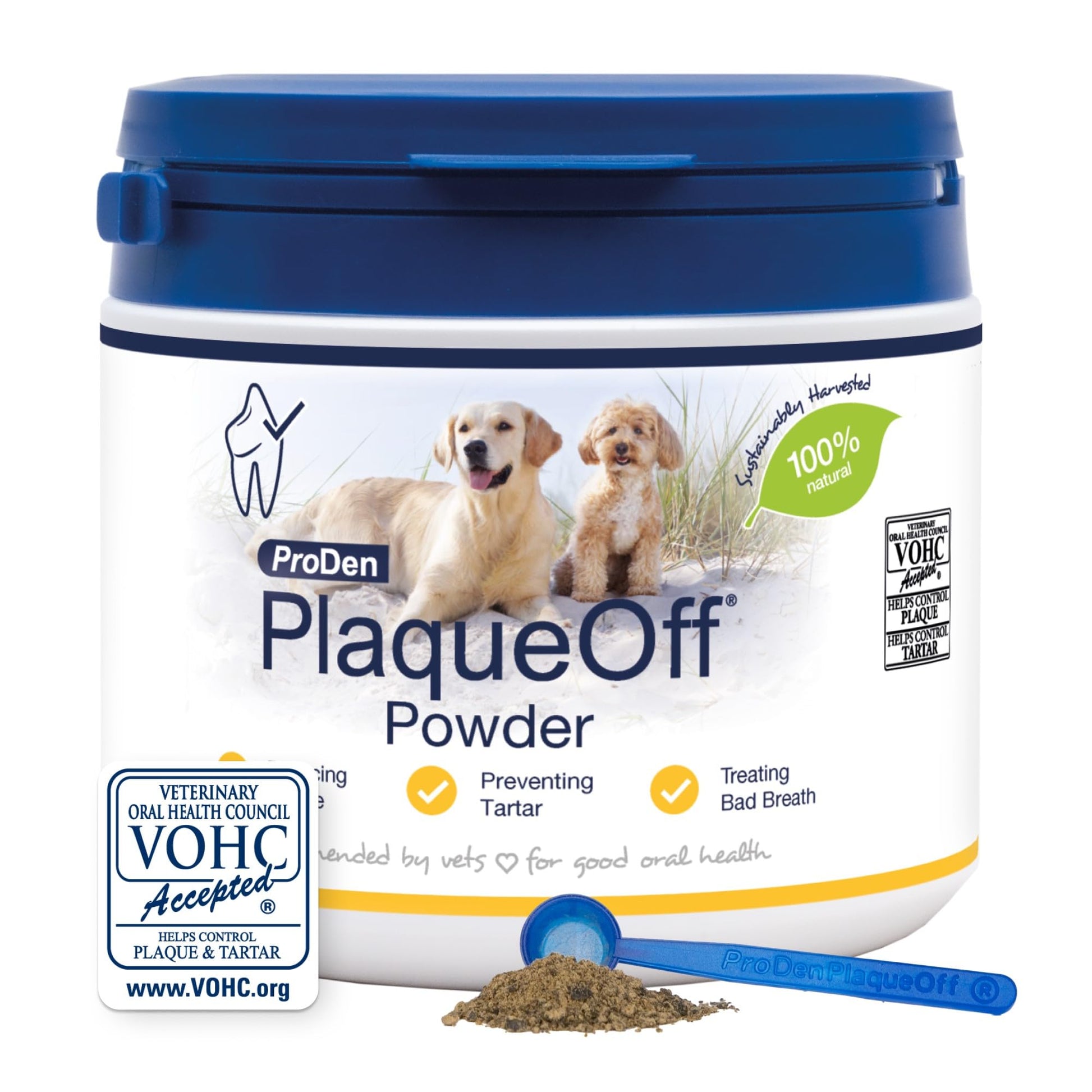 Powder for Dogs & Cats, Tartar & Bad Breath Remover 100% Natural Teeth Cleaner and Plaque Remover 60 g