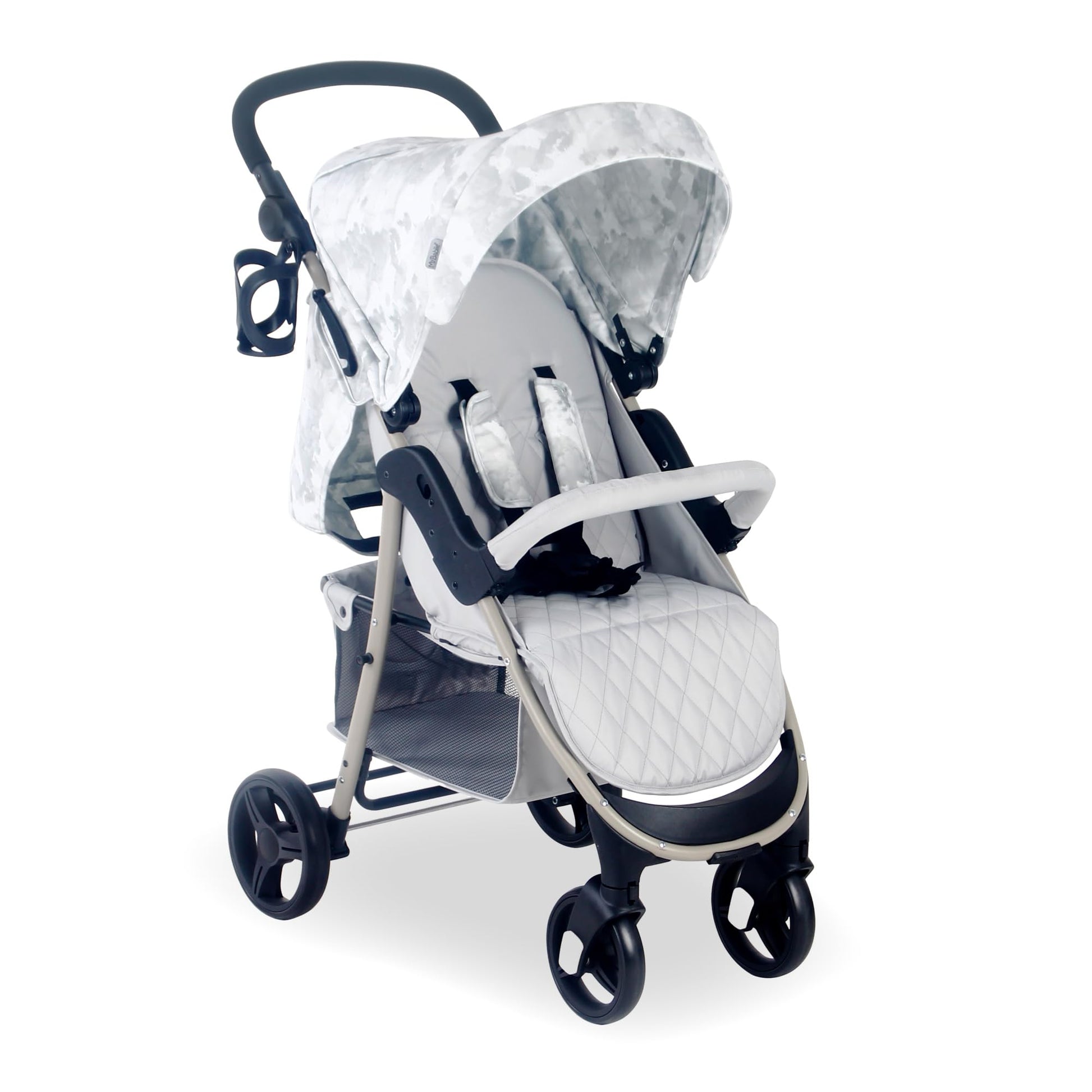 My Babiie MB30 Pushchair – from Birth to 4 Years (22kg), Easy Compact Fold, Large Shopping Basket, Adjustable Handle, Stroller Includes Cup Holder, Rain Cover – Oatmeal