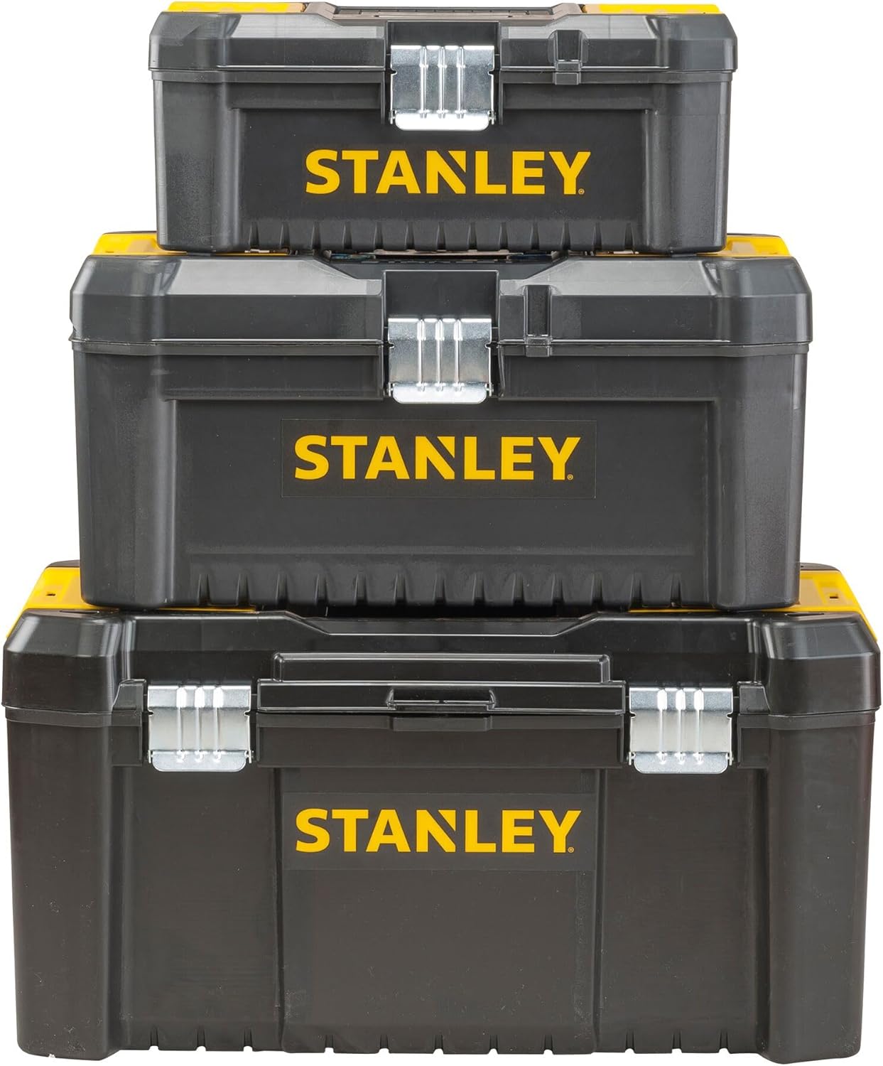 STANLEY Essential Tool Box (16in), Durable Storage Solution with Removable Tote Tray and Organisers, for Parts and Tools Storage, STST1-75518