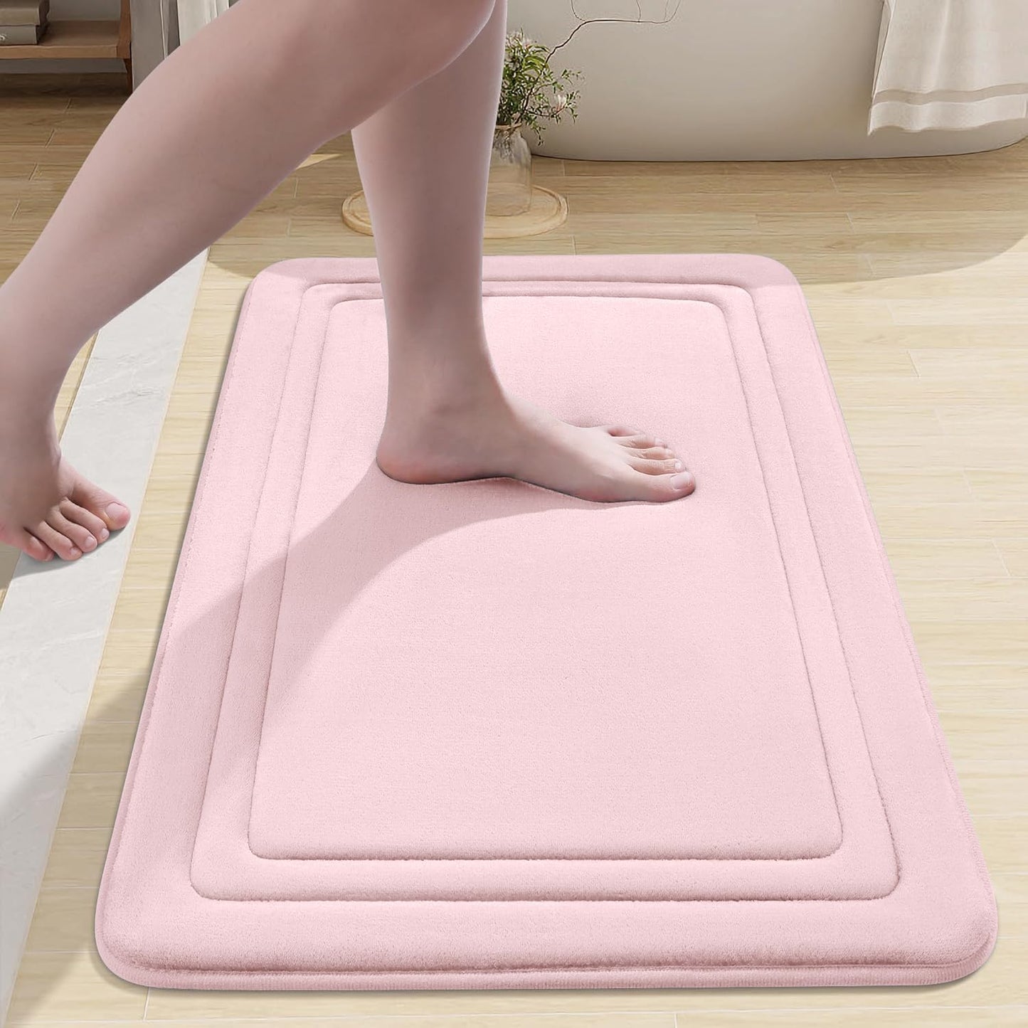 smiry Memory Foam Bath Mat - 40 x 60cm, Non-Slip, Super Absorbent, Comfortable - Machine-Washable Floor Rug, Dark Grey