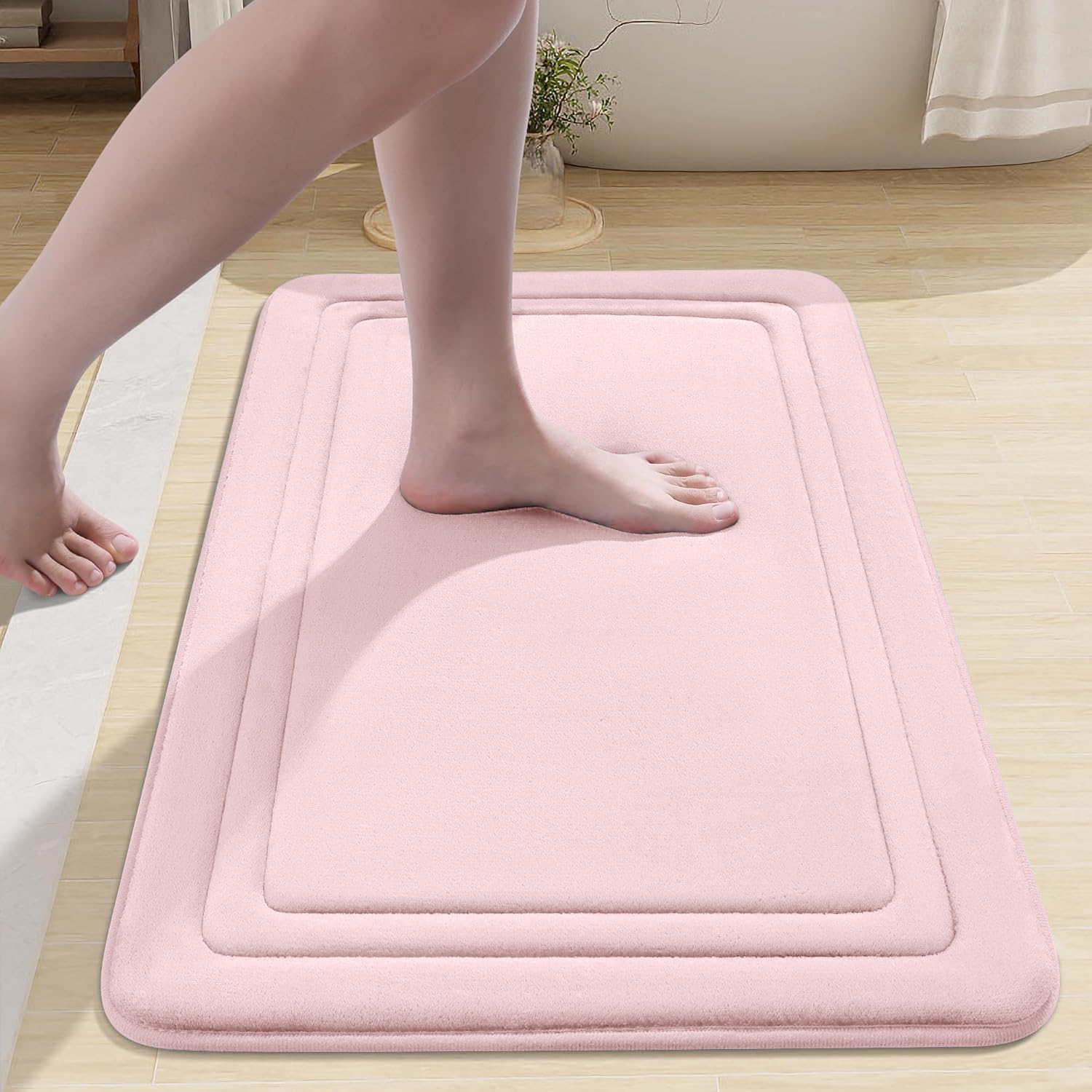 smiry Memory Foam Bath Mat - 40 x 60cm, Non-Slip, Super Absorbent, Comfortable - Machine-Washable Floor Rug, Dark Grey