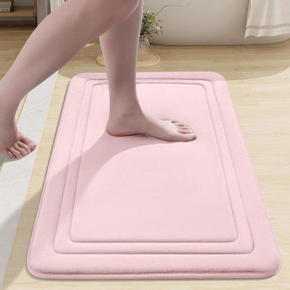 smiry Memory Foam Bath Mat - 40 x 60cm, Non-Slip, Super Absorbent, Comfortable - Machine-Washable Floor Rug, Dark Grey