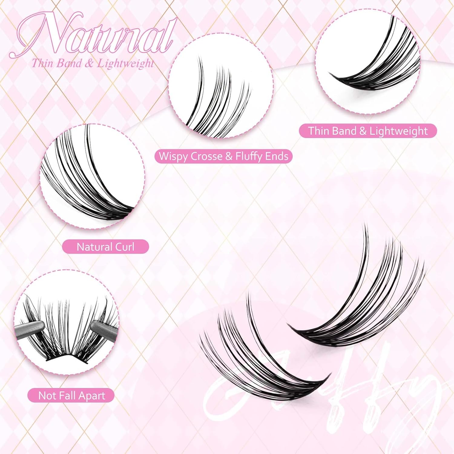 FADLASH DIY Lash Extension Kit Individual Lashes Clusters30P+40P D Curl 8-16mm Lash Bond and Seal, Clusters Lash Glue Remover and Eyelash Tweezers for Eyelash Extensions