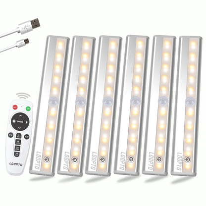 LDOPTO Under Cabinet Kitchen Lights with Remote Dimmable LED Cupboard Battery Powered LED Bedroom Lights with Timer for Kitchen Hallway, Multiple Colors 4 Pack