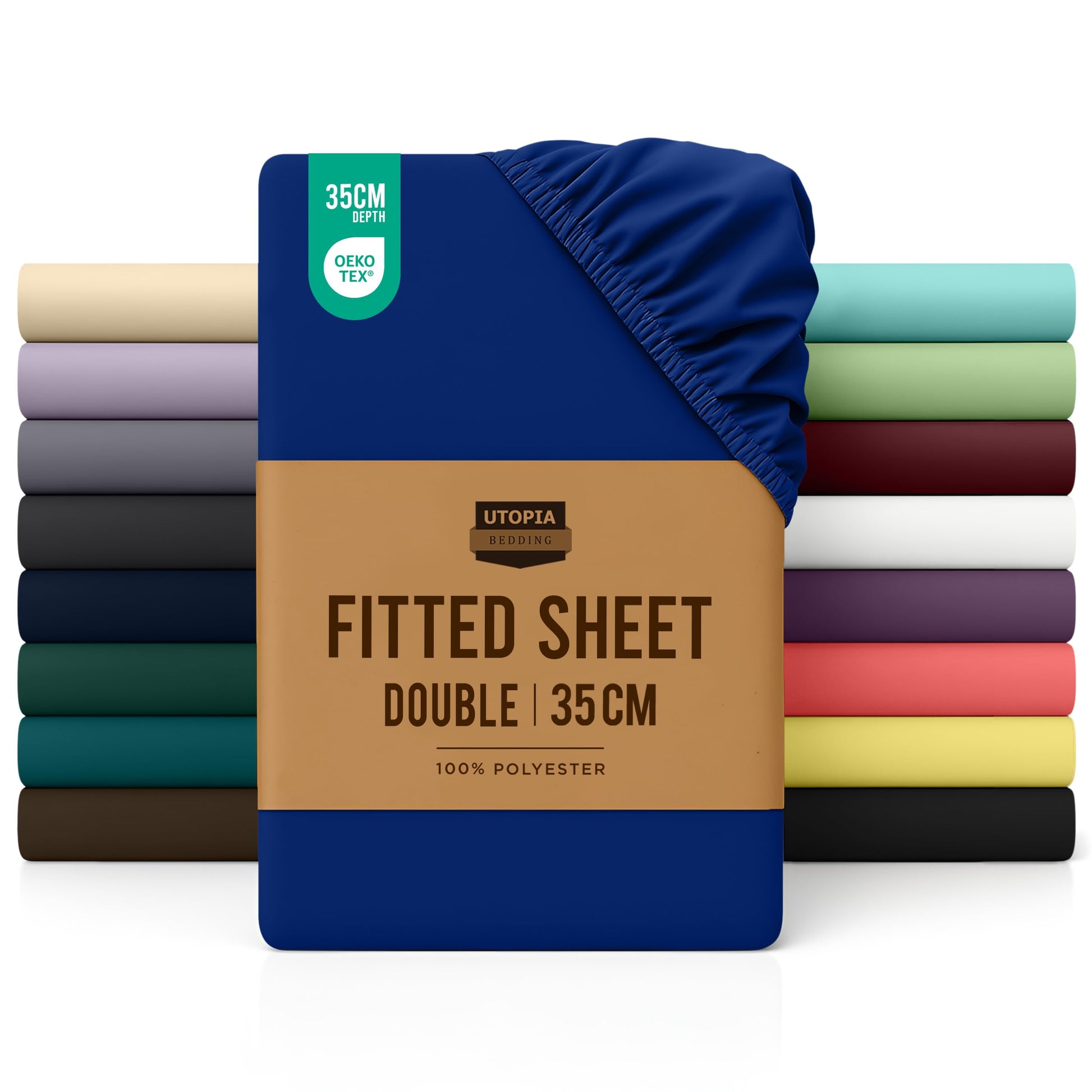 Utopia Bedding Fitted Sheet Double, White - Deep Pocket 14 inch (35 cm) - Easy Care - OEKO-TEX Certified - Soft Brushed Microfibre Fabric - Shrinkage and Fade Resistant - Bottom Sheet