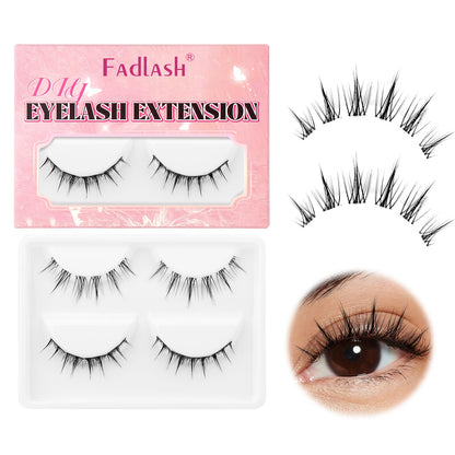 FADLASH DIY Lash Extension Kit Individual Lashes Clusters30P+40P D Curl 8-16mm Lash Bond and Seal, Clusters Lash Glue Remover and Eyelash Tweezers for Eyelash Extensions