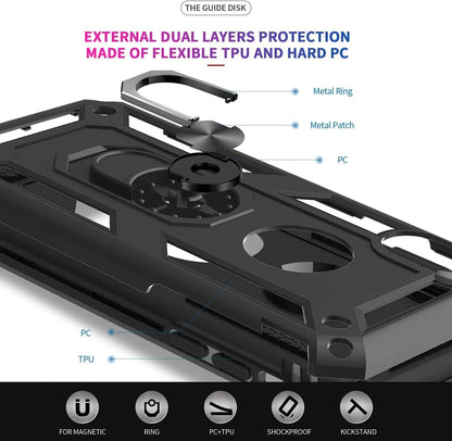 LeYi for iPhone X Case/iPhone XS Case and 2 Tempered Glass Screen Protector,Ring Holder Military Grade Protective Shockproof Tough Silicone Hard Phone Cover for iPhone X/XS 5.8'' Black
