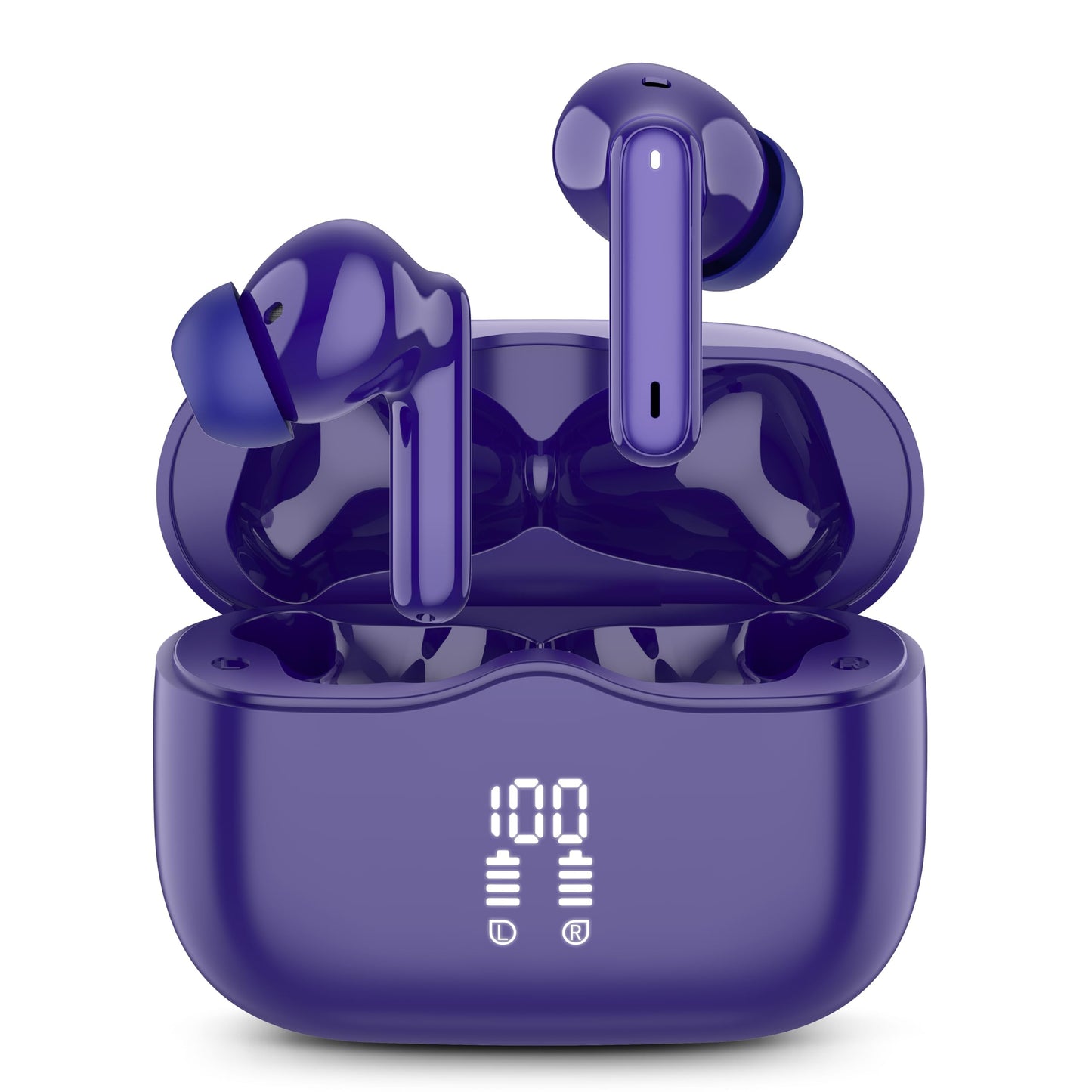 Wireless Earbuds, Bluetooth 5.3 Headphones in Ear with HiFi Stereo Deep Bass, 4 ENC Noise Cancelling Mic Wireless Earphones 40H Playtime, Bluetooth Earbuds Dual LED Display, IP7 Waterproof, Lake Blue
