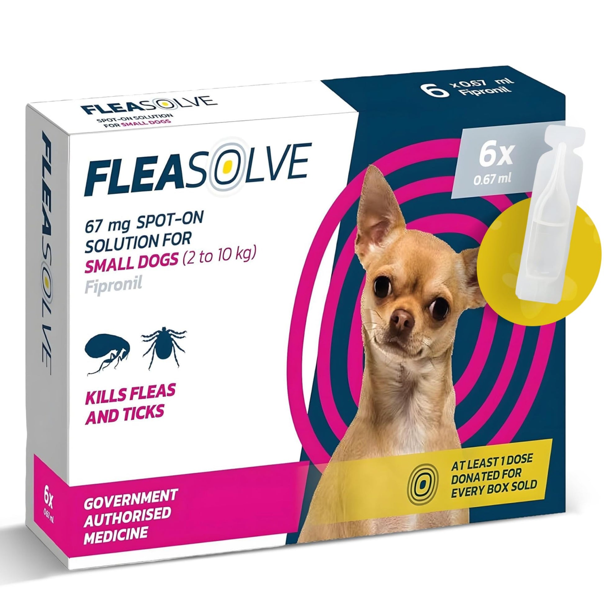 Cat Flea Treatment Spot On x 6 - Flea Treatment Cat Spot On for Cats & Kittens Over 1kg - 6 Pipettes, 6 Doses - Fast-Acting FleaSolve Solution