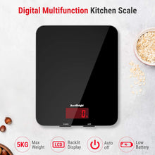 ACCUWEIGHT 201 Digital Kitchen Scales with Tempered Glass Platform (Batteries included), Electronic Weighing Food Scale with Backlit LCD, Multifunction for Office School Home Baking Cooking, 5kg/11lb