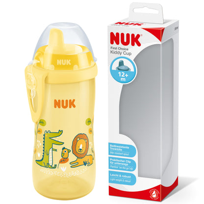 NUK Kiddy Cup Toddler Cup | 12+ Months | 300 ml | Leak-Proof Toughened Spout | Clip & Protective Cap | BPA-Free | Pink