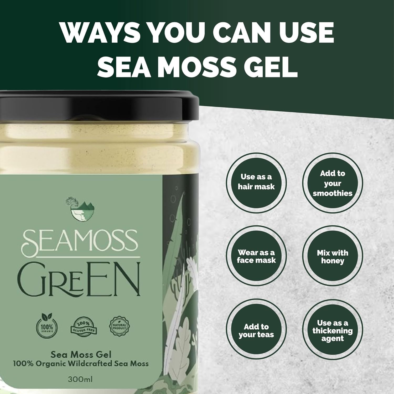 Sea Moss Gel by Seamoss Green. All-Natural Sea Moss Gel | 100% Wildcrafted Dr Sebi Sea Moss | Superfood Rich in Minerals, Proteins & Vitamins - Vegan & Gluten Free Sourced from St Lucia Organic
