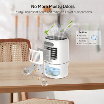 Dr.Prepare 2-in-1 1,000ml Electric Dehumidifier and Air Purifier with Washable G4 Filter, Small Air Dehumidifier with Auto Off & Timer Function for Damp, Mould in Home, Kitchen, Bedroom, RV, Garage