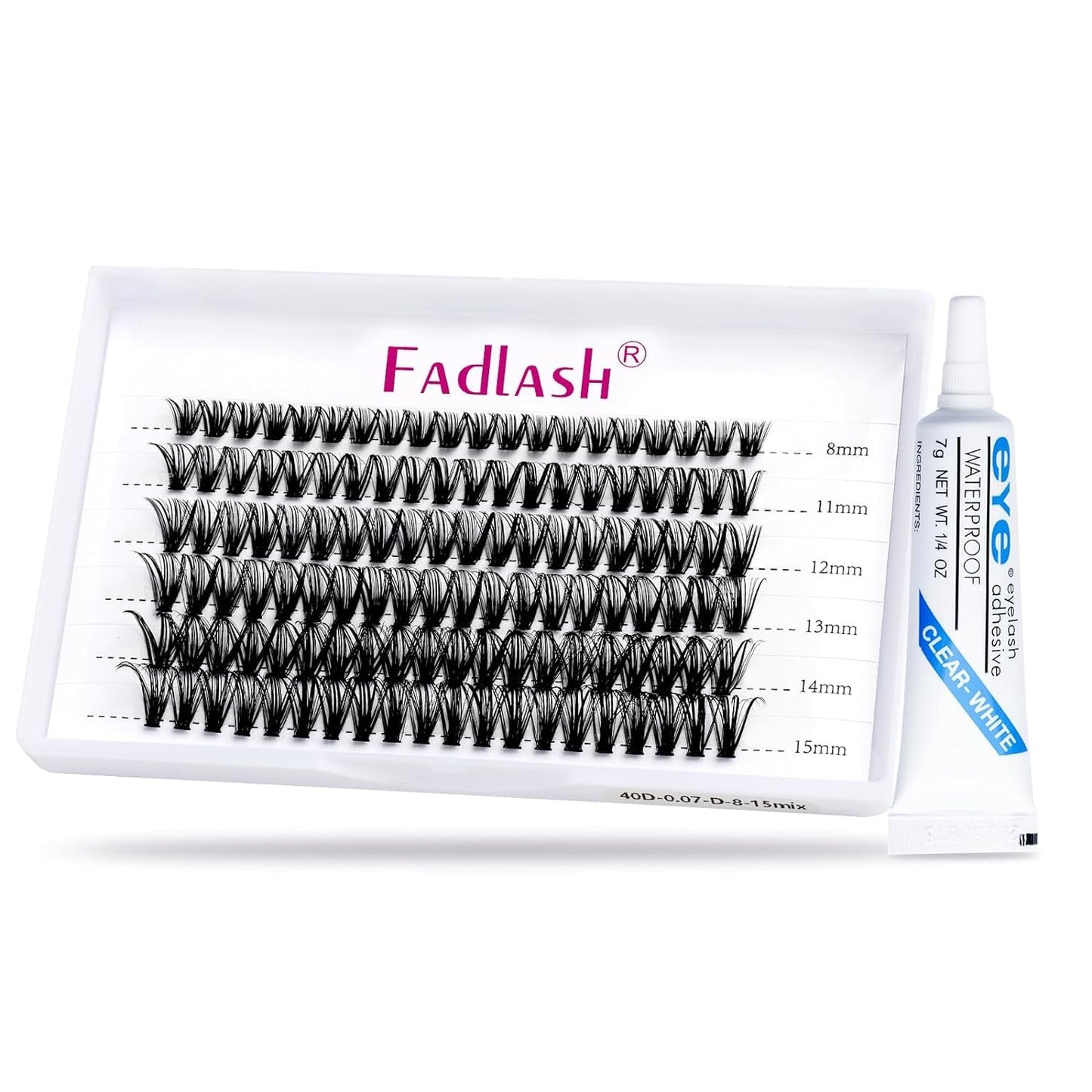FADLASH DIY Lash Extension Kit Individual Lashes Clusters30P+40P D Curl 8-16mm Lash Bond and Seal, Clusters Lash Glue Remover and Eyelash Tweezers for Eyelash Extensions