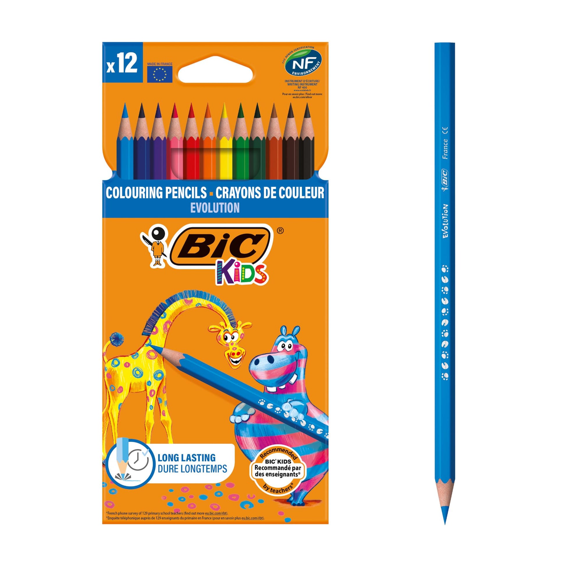 BIC Kids Evolution Coloured Pencils, Vivid Colouring Pencils, Easy to Sharpen BIC Pencils, School Supplies, 36 Pack