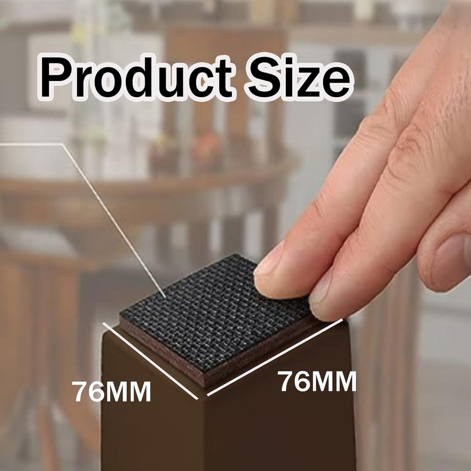 12 Pcs Non Slip Furniture Pads, 75mm Floor Protector Pads, Rubber Feet for Furniture for Fixing in Place of Furniture to Protect Your Floor. (Square),Black