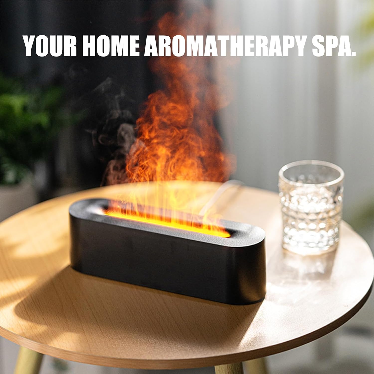Flame Upgrade 7 Colour Lights Essential Oil Aromatherapy Electric Aroma Diffuser, Waterless Auto-Off for Home Office Room, Black