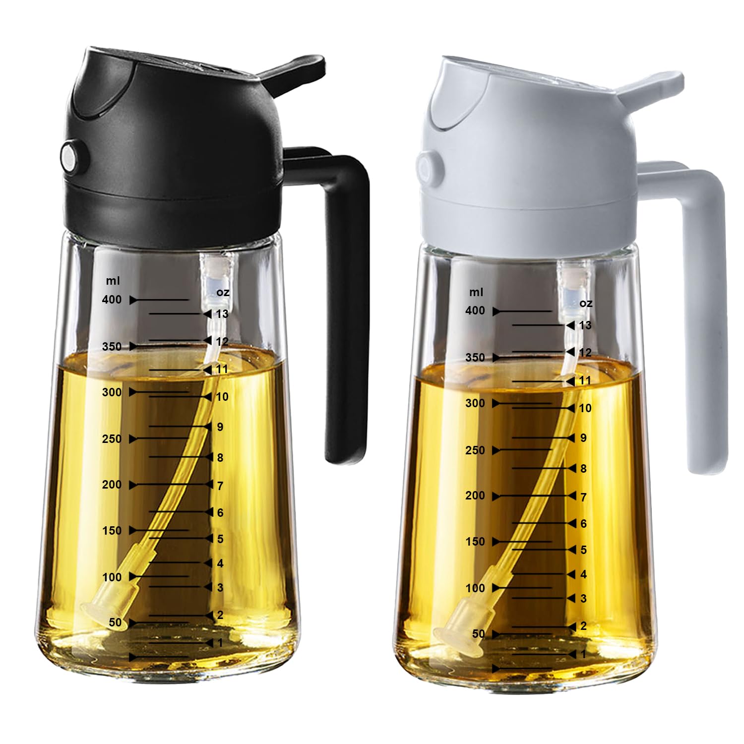 TrendPlain 16oz Olive Oil Spray Bottle - 2 in 1 Olive Oil Dispenser Bottle for Kitchen Accessories - Kitchen Gadgets, For Air Fryer (Black)
