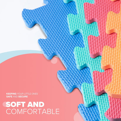 Foam Baby Play Mat (29x29cm) – Thick & Soft EVA Foam Interlocking Floor Tile Matting for Children – Large Multi Colour, Safe & Comfortable 7mm Thick Play Flooring (9pc)