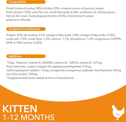 IAMS for Vitality Dry Kitten Food with Fresh Chicken, 3 kg, Packaging may vary