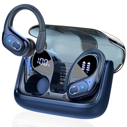 Wireless Earbuds, 75H Bluetooth 5.4 Headphones Sport with 4 ENC Noise Cancelling Mic, HiFi Stereo Wireless Earphones with Earhooks, IP7 Waterproof Ear Buds for Sport/Running/Gym, Black