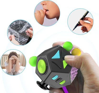Fidget Cube With 12 Sides Figet Cube Adult Infinity Fidget Cube Toy Stress & Anxiety Cube Toy for all Ages with ADHD, ADD, ASD, ADHD Fidget Cube for Adults Kids Killing Time Gifts Christmas Gifts