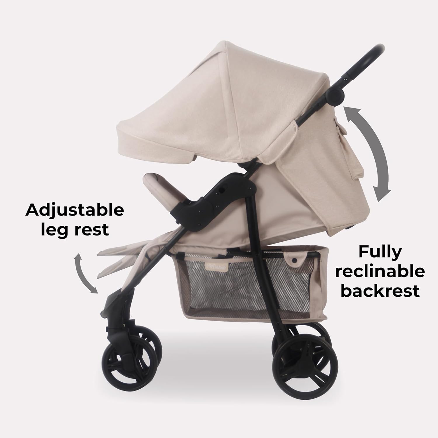 My Babiie MB30 Pushchair – from Birth to 4 Years (22kg), Easy Compact Fold, Large Shopping Basket, Adjustable Handle, Stroller Includes Cup Holder, Rain Cover – Oatmeal