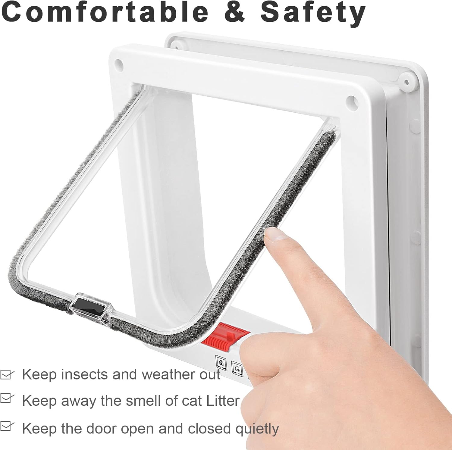 Cat Door for Windows, Pet Doors and Sliding Door, Safety Pet Door with 4 Way Lock, Weatherproof Cat Flap for Thin Door and Wall(Medium, 17cm x 16cm Flap)